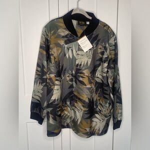 Bob Mackie NWT Leaf Full Zip Ringer Taupe Jacket Women’s Plus Size 2X